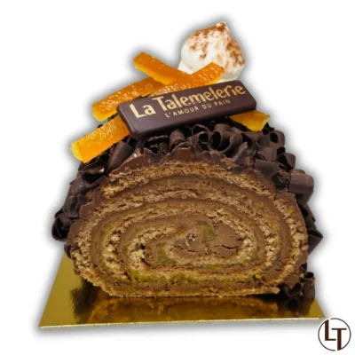 Bûche Chocolat & orange dans Fêtes et événements, Fêtes de Noël à la boulangerie pâtisserie La Talemelerie