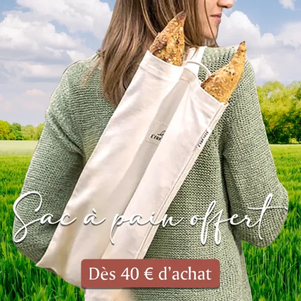 Votre sac à pain en coton naturel offert dès 40 euros d’achat à La Talemelerie
